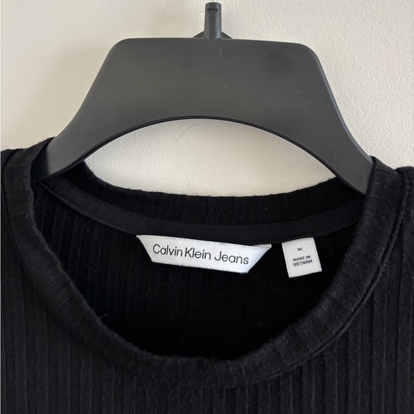 90s Calvin Klein Top Black Ribbed Knit Womens M Minimalist Capsule Office CBK - Picture 4 of 11